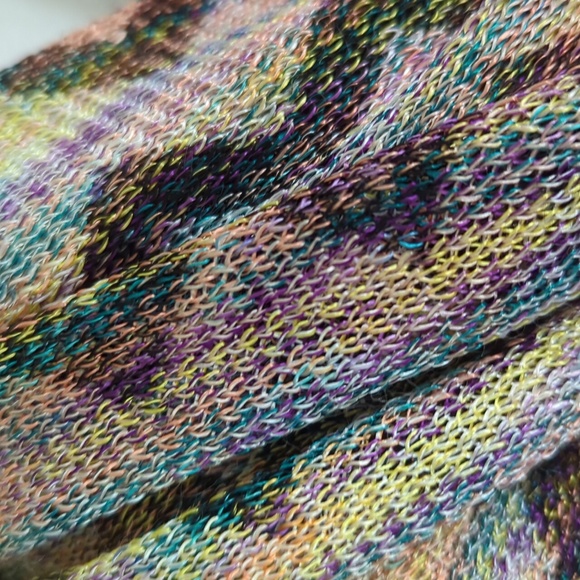 Chevron Zig Zag Fringe Soft Scarf Yellow Purple Multi - Picture 7 of 10